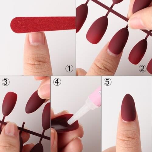 24pcs Matte Fake Nails Overhead Multiple Color Coffin Full Cover Detachable Nail Tips Ballerinas False Nails With Designs