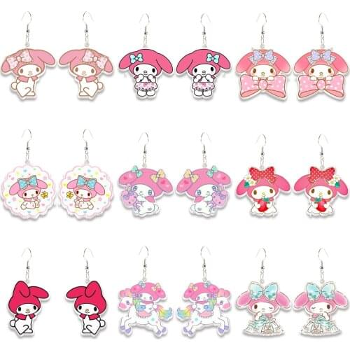 Cute pink bunny Cartoon Dangle Drop Earrings for Women Gifts Children Acrylic Earrings