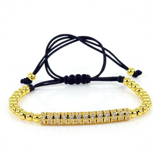 Anil Arjandas Men Bracelets 24K 4mm Beads & Micro Pave CZ Beads Briading Macrame Bracelet Pulseira Feminina