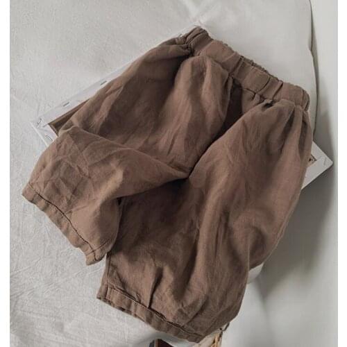 2021 new girls boys plaid long pants cotton linen summer cool kids pants