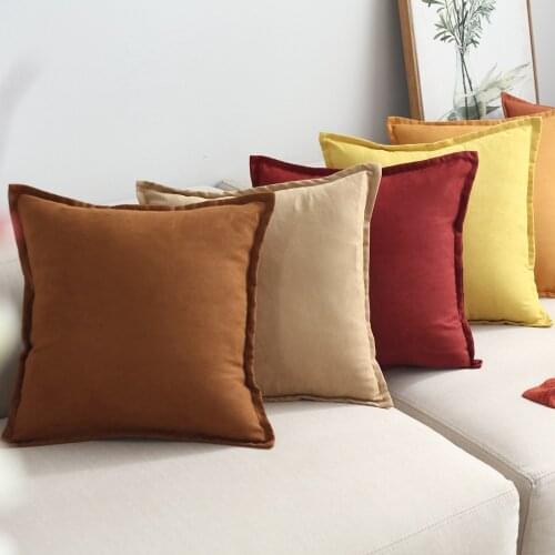 Solid Soft Velvet Cushion Cover Decorative Pillow Cover with Folding Sofa Cushions 45x45cm Decor Living Room 60x60 30x50