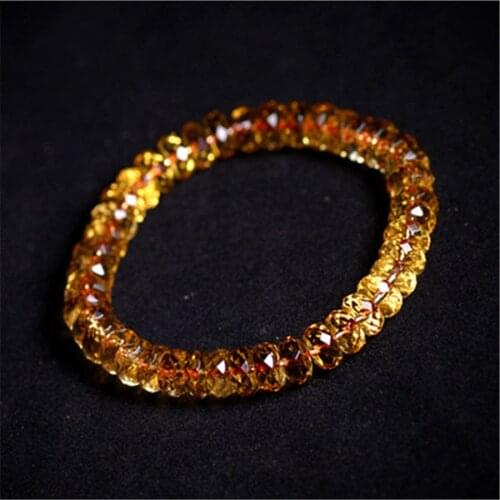 Wholesale 8-10mm Genuine Natural Quartz Crystal Marquise Faced Beads Women Stretch Charm Crystal Stone Round Beads Bracelet