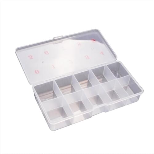 Plastic False Nail Art Tips Storage Box Case 10 Cells Compartments False Nail Art Display Tips Box