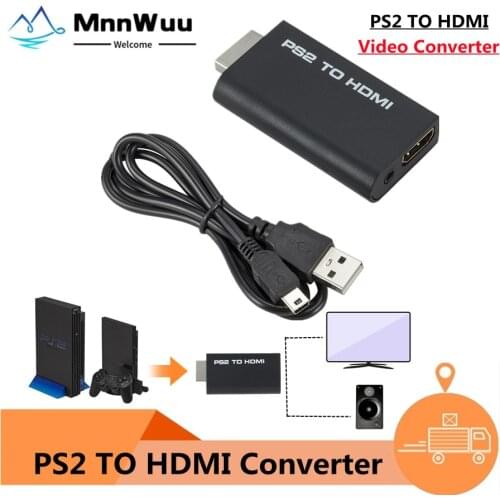 Portable PS2 to HDMI 480i/480p/576i Audio Video Converter with 3.5mm Audio Output Supports All PS2 Display Modes PS2 TO HDMI