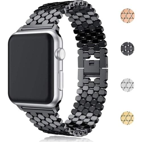 Stainless Steel Strap for Apple Watch 5 Band 44mm for Apple Watch Bracelet Iwatch Series 6 4 SE 3 42mm 40 38 Fishscale Watchband