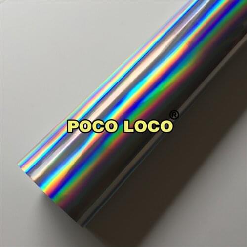 Silver Holographic Chrome Vinyl Wrap Rainbow Finish Roll DIY Air-Release Adhesive Film For Wrapping Cars, Motorcycles, Boats