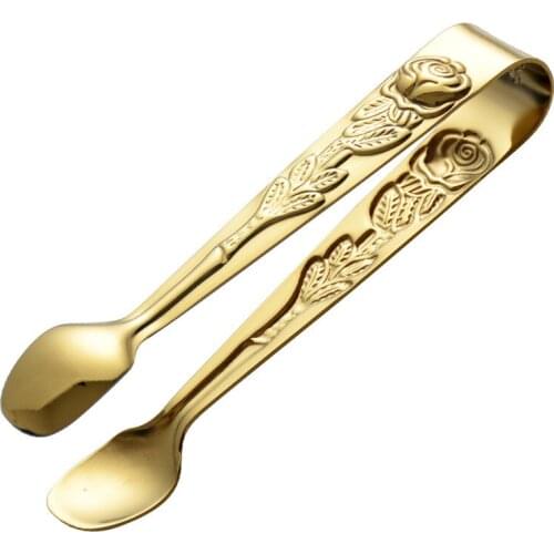 Stainless Steel Ice Tongs for Ice Bucket Ice Sugar Cubes Coffee Bar Food Serving, Mini Serving Tongs, for Tea Desserts