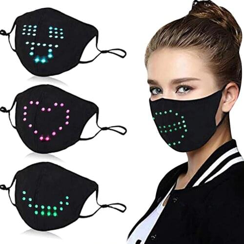 Luminous Led Mask Voice activated Light Up Diy Pattern Reuse Festival Party Masks Masque Decoration Face-mask VIP