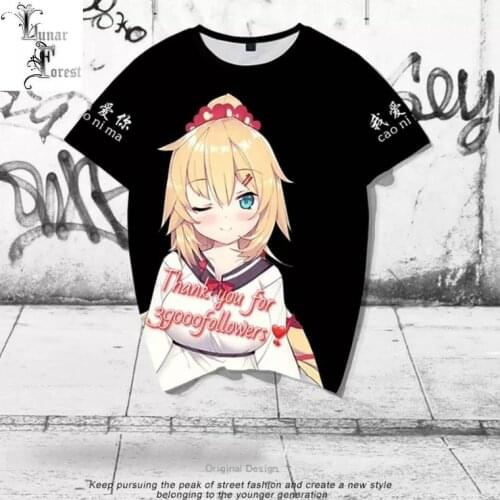 VTuber Akai Haato 3D Printing T-shirt Summer Fashion Round Neck Short Sleeve Popular Streetwear Plus Size