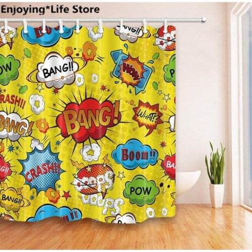 Cartoon Funny Shower Curtain Waterproof Fabric Shower Curtain Bathroom Decoration 72inch x72inch with 12 Hooks