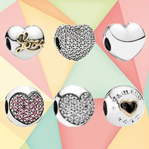 S925 Sterling Silver Love Type Fixed Buckle Safety Clip Charm Beaded Matching Bracelet Diy Bracelet To Send Girlfriend Jewelry