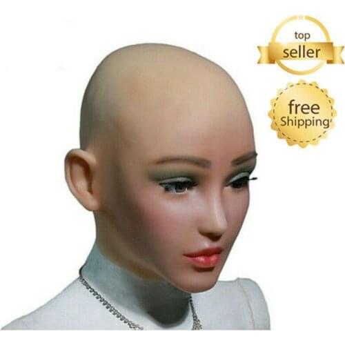 Female Silicone Realistic Headwear Handmade Cap Halloween Crossdress Top Quality Soft Bionic Skin Transgender Queen Transvestite
