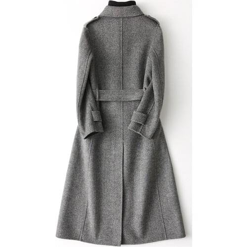 Double Sided 100% Wool Coat Women 2020 New Winter Autumn Long Double Breasted Trench Coat Outwear Casaco Feminino L2328