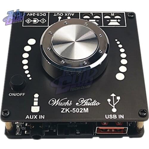 ZK-502M ZK-1002M Mini Bluetooth 5.0 Power Audio Amplifier Board 50WX2 100WX2 Stereo AMP Amplificador Home Theater AUX USB