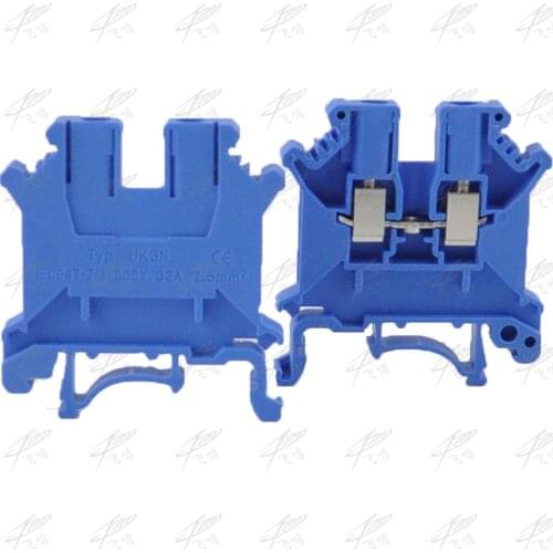 10pcs UK-3N DIN Rail Universal Terminal Blocks Screw Type UK3N blue Phoenix Type High Quality