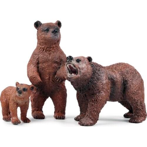 3pcs/set Educational Simulated Brown Bear Family Model Kids Children Toy Brown Bear Gift