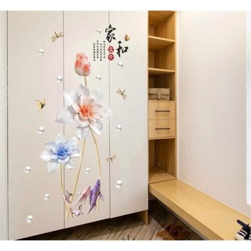 3D Vivid Flowers Wall Stickers for Living Room Family Home Decoration Art Decals Bedroom Girls Room Sticker