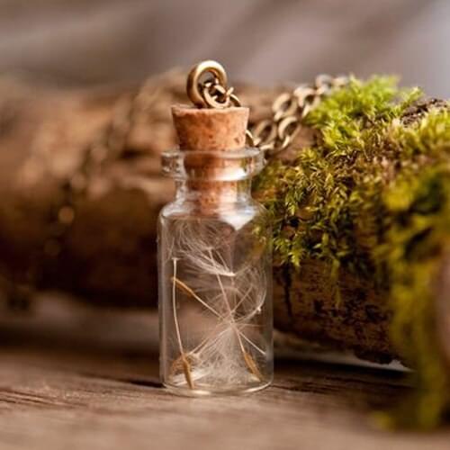 4PCS 22X11MM Pure dandelion necklace Botanical Charm Long necklace wish necklace for friends Gift