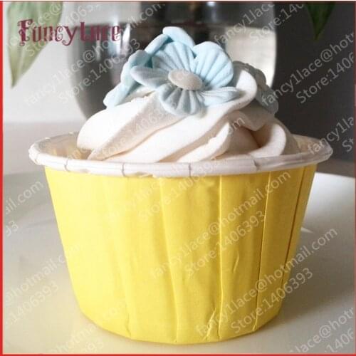 5x3.9cmx50pc Fancy Pretty Pure Yellow Paper Cupcake Liners Muffin Cases Greaseproof Dessert Baking Cups Paper Cupcake Cup