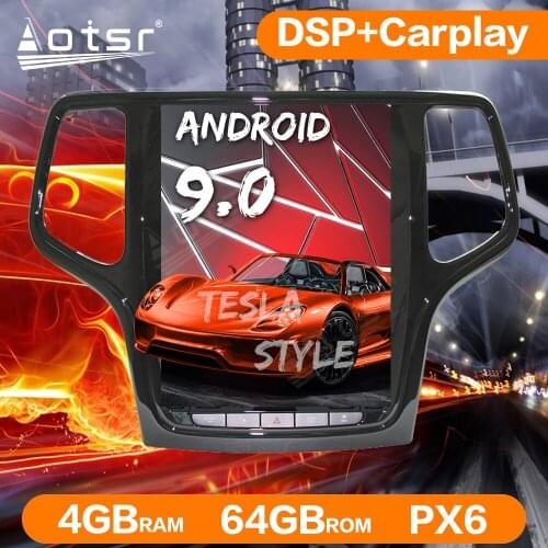 Tesla Style Android 9.0 64G PX6 Car Radio GPS Navigation For Jeep Cherokee 2014-2019 Auto Stereo Multimedia Player Head Unit DSP