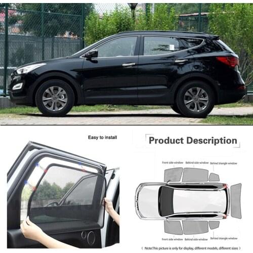 For Hyundai ix45 2015 Car Full Side Windows Magnetic Sun Shade UV Protection Ray Blocking Mesh Visor Car Decoration Accessories