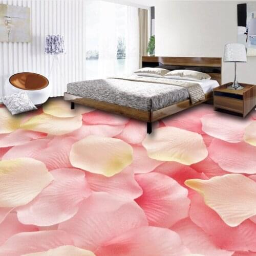 Free Shipping Romantic full house petal 3D stereo floor non-slip bedroom bathroom thickened mural wallpaper