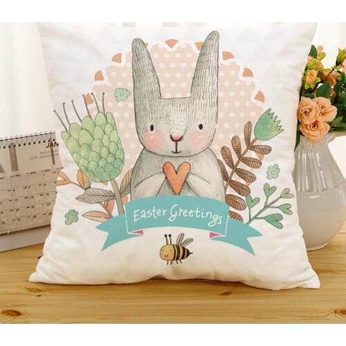 Happy Easter rabbit Bunny Pillow Case Home Decor Pillow Cover Cushion Case Square Pillowslip for Home Decor Sofa Couch