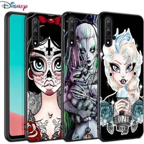Black Soft Cover Tattoo Cartoon Princess For Huawei Nova 8 7 6 SE 5T 7i 5i 5Z 5 4 4E 3 3i 3E 2i Pro Phone Case