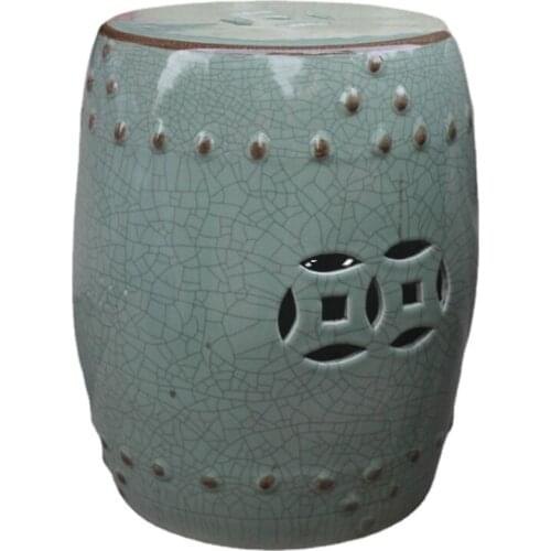 Crack Porcelain Jindezhen bathroom dressing ceramic garden stool Chinese ceramic drum stool chinese stool
