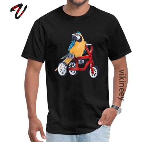 Parrot Macaw bike red 100% Johnny Hallyday Tees for Men Fitness Tight T Shirt Funky O Neck T Shirt Jurassic Park Top Quality