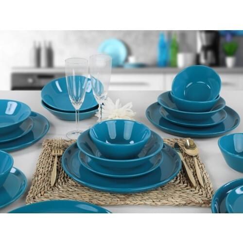 Hitit Blue Plates And Tableware 6-Person Dinner Set 24-Piece Dessert Plate Bowl Stone Tableware