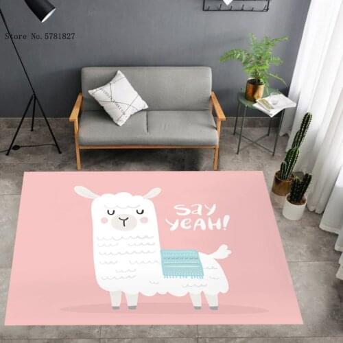Cartoon Alpaca Carpet 3D Print Lovely Kawaii Animal Floor Rug Kitchen Doorway Floor Carpet For Children Baby Play Floor Rug