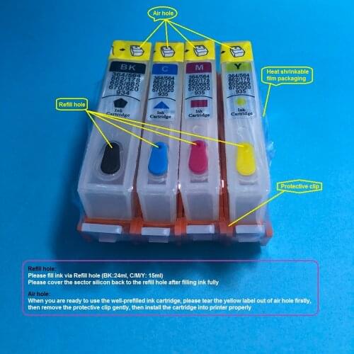 YOTAT Refillable 655 ink cartridge for HP655 HP 655 for HP Deskjet Ink Advantage 3525 4615 4625 5525 6520 6525