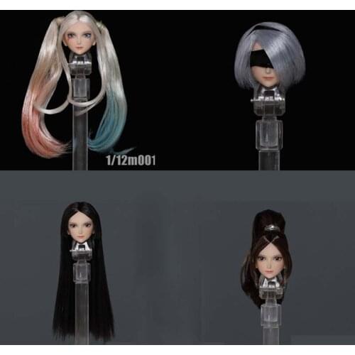 1/12 Scale Girl Head Sculpt Iminitoys M001 Female Soldier Head Cavring Model Toy for 6in Pale Action Figure Body Doll Toys