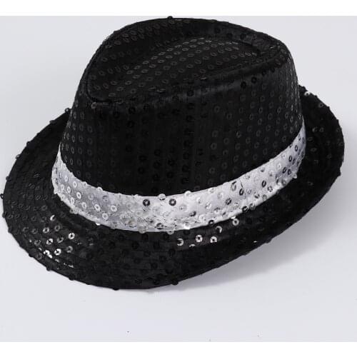 Fashion Adult Jazz Hat Fedoras Gentlemen Performance Sequin Top Hat Stage Dance Party Wedding Daily Patchwork Children Cap Hot