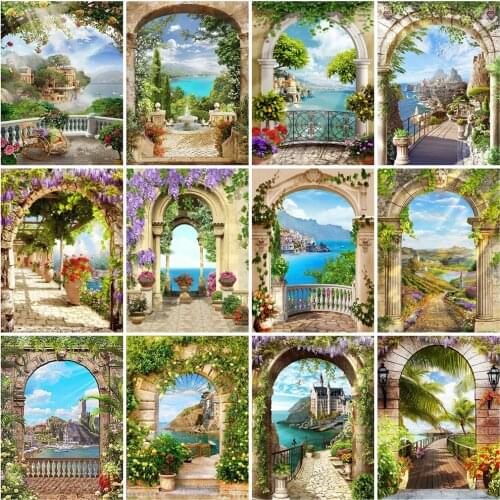 MomoArt 5D DIY Diamond Painting Garden Full Square Diamond Embroidery Door Landscape Mosaic Art Home Decor Gift