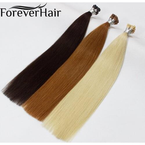 FOREVER HAIR Remy Pre Bonded Hair Extensions 0.8g/s 16" 18" 20" Keratin Stick Tip Straight European Hot Fusion Hair 50 Pieces