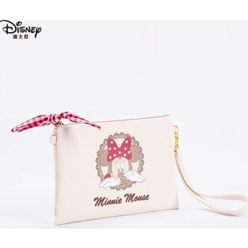 Disney Minnie Mouse New Handbag Makeup Bag Fashion Storage Bag Womens Plaid Portable Phone Bag Canvas Bag