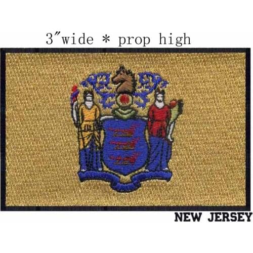 New Jersey Flag 3"wide embroidery patch for Trenton/Island of Jersey/Garden State