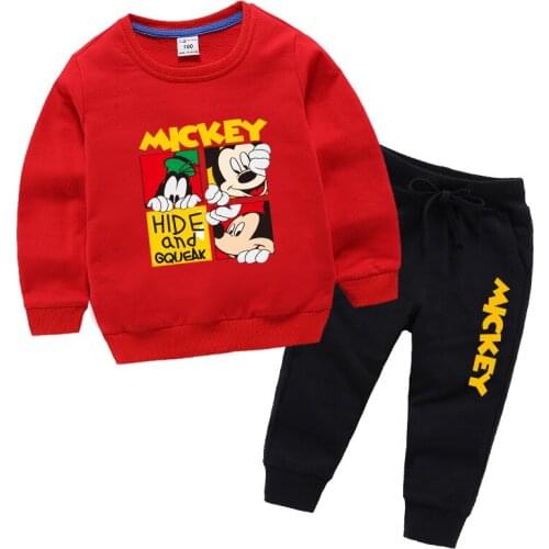Autumn Fashion Kids Clothes Mickey Mouse Sweatshirt&pants Teenagers Boys Sport Outfits Set Fall Children Girls Clothing