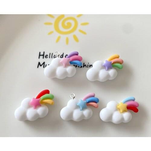20Pcs Rainbow Cloud Resin Charms Flatback Cabochons for Jewelry Making DIY Pendants Earrings Phone Decoration Accessories