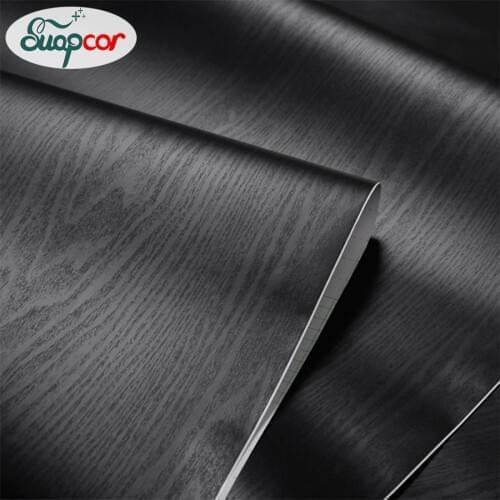 0.4x3M Black Wood Grain Self Adhesive Wallpaper Bedroom Decoration Wall Stickers Room Cabinets Wardrobe Door Waterproof Sticker