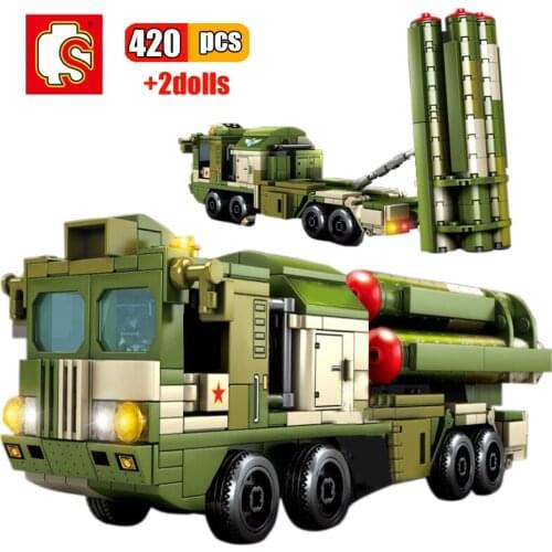 SEMBO 420Pcs China Military HQ-9 Long-range Air Defense Missile Vehicle Building Blocks Modern Army Weapon Model Bricks Toy Gift