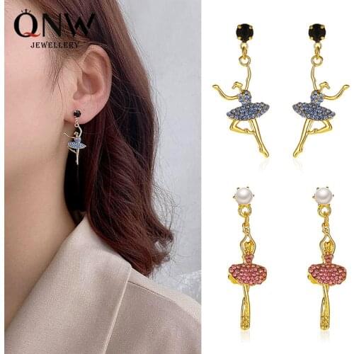 CZ Angel Fairy Drop Earrings Crystal Little Elf Dancer Dangle Earrings For Women Girl Fashion Jewelry Banquet Party Accessories