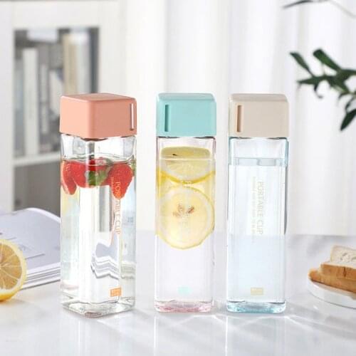 Wbwbmy Cute Water Bottle for Girls Clear Milk Carton Water Bottle Portable Cup Simple Student Anti-fall Plastic Cup Gift Mug