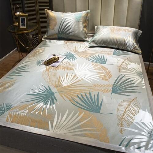 Fresh And Simple Summer Icy Jacquard Three-Piece Machine Washable Ice Silk Mat, Cool Sheets, Suitable For 1.5/1.8 Meter BBed