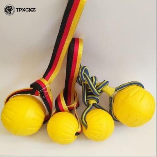 Pet Dog Training Chew Toy Indestructible Solid Rubber Ball Play Fetch Bite Carrier Rope Bite