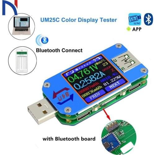 UM25 UM25C For APP USB 2.0 Type-C LCD Voltmeter ammeter voltage current meter battery charge measure Bluetooth communication
