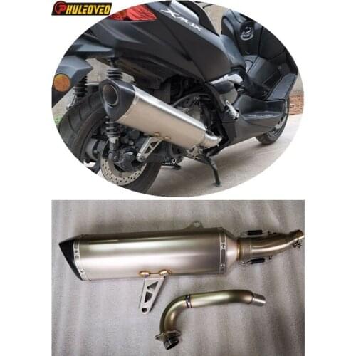 High Quality Titanium Alloy Motorcycle Exhaust System Link Pipe for XMAX 300 Exhaust Pipe Carbon Fiber Motorbike Muffler Escape