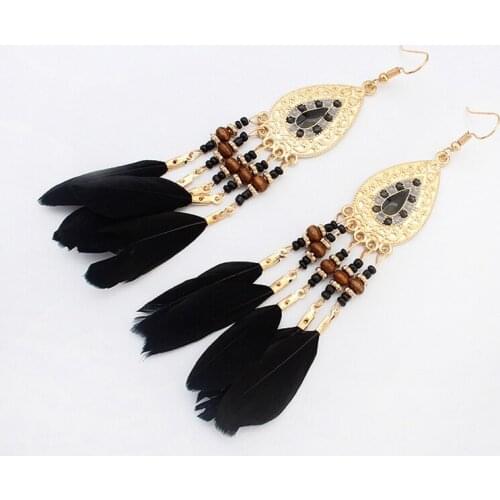 2021 Tin Alloy Trendy New Hot Sale Earing Feather Earrings Jewelry Women Geomantic Drip Fringed Accessories Boucle Femme